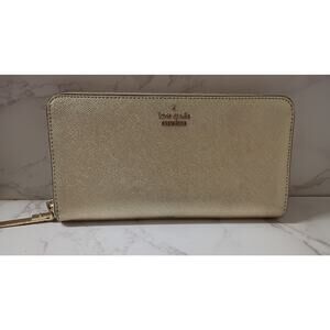 Kate Spade Metallic Gold Saffiano Leather Cameron Street Lacey Wallet - EUC